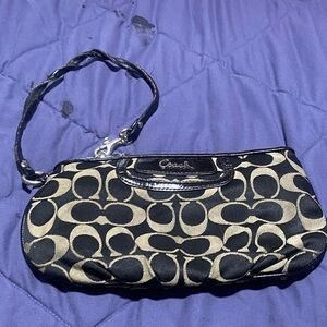 Coach Black and Tan Signature Clutch